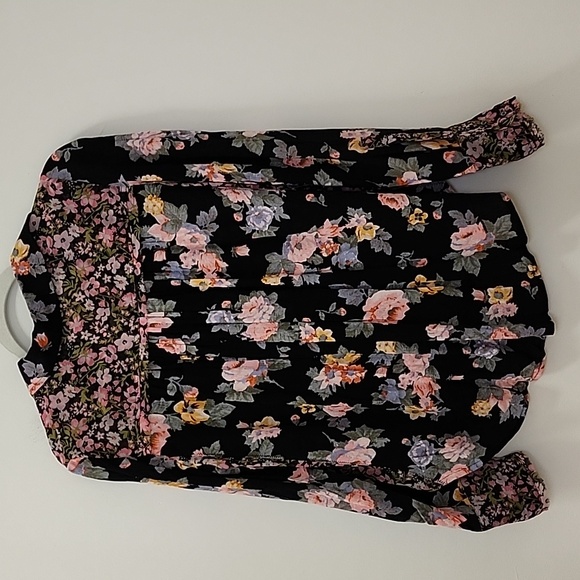 Free People Hold On To Me black floral mixed media button-down blouse Size XS - Picture 13 of 16